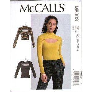 McCall's M8003 Misses 6 to 14 Cutout Tops Uncut Sewing Pattern New